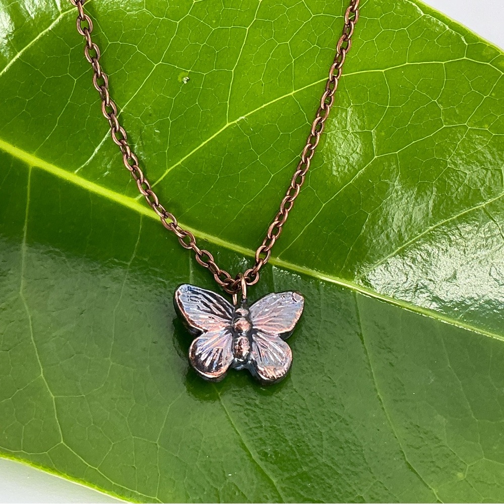 Butterfly Necklace Pendant Handmade Copper Jewelry USA Boho 18” Grateful Times 2